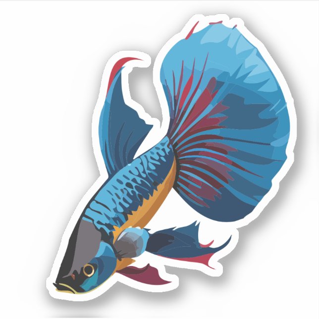 Cute Male Beta Fish Cartoon Charactor (Front)