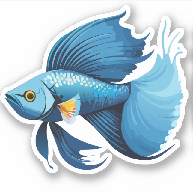 Cute Male Beta Fish Cartoon Charactor (Front)