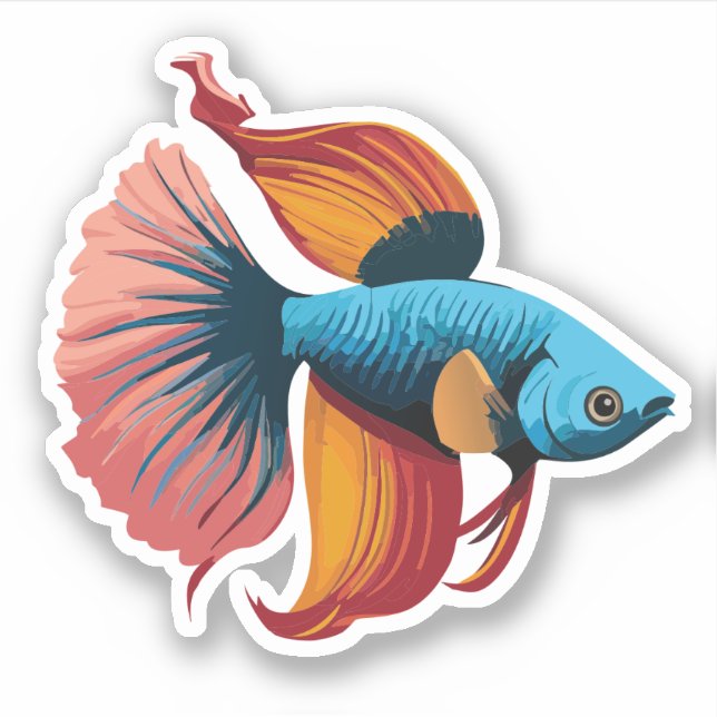 Cute Male Beta Fish Cartoon Charactor (Front)