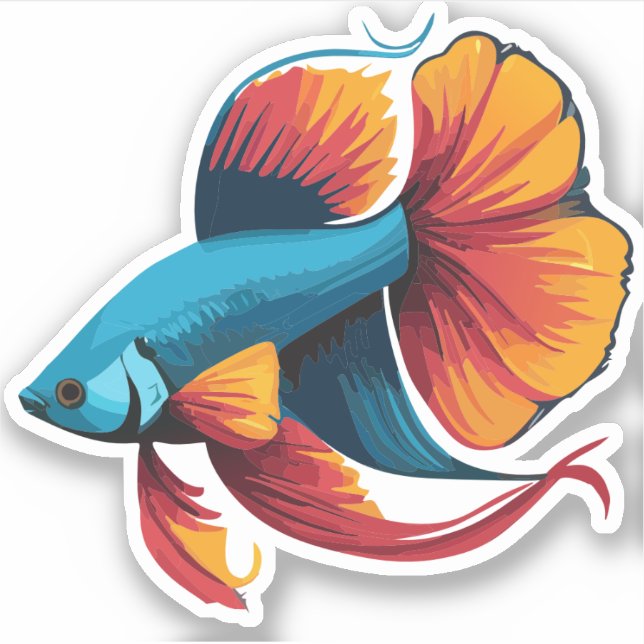 Cute Male Beta Fish Cartoon Charactor (Front)