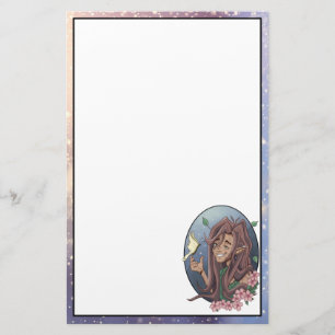 Cute Male Elf And Pale Cream Butterfly Stationery