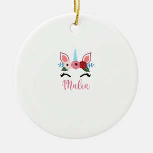 Cute Malia Magical Floral Unicorn For Girls T-Shir Ceramic Tree Decoration