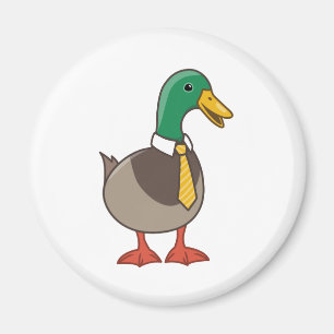 Cute Mallard Duck White Collar Necktie Magnet