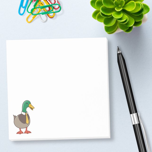 Cute Mallard Duck White Collar Necktie Post-it Notes (Creator Uploaded)