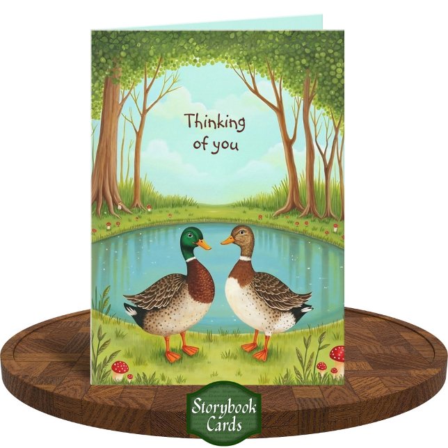Cute Mallard Ducks Forest Pond Scene Friendship Card (Creator Uploaded)