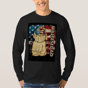 Cute Maltese Dad American Flag Patriotic 4th Of Ju T-Shirt