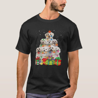 Cute Maltese Dog Christmas Tree Lights Pet Puppy D T-Shirt