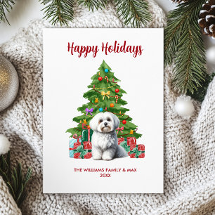 Cute Maltese Dog Family Christmas Holiday Card
