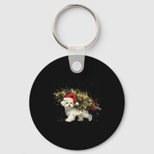 Cute Maltese Dog In A Christmas Tree For Men Women Key Ring