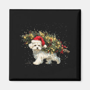 Cute Maltese Dog In A Christmas Tree For Men Women Magnet