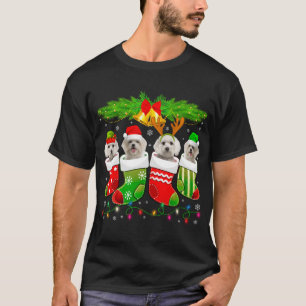 Cute Maltese Dog In Sock Christmas Santa Xmas Dog T-Shirt