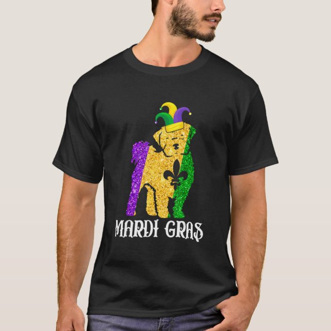 Cute Maltese Dog Lover Mardi Gras Party Jester Mas T-Shirt (Front)