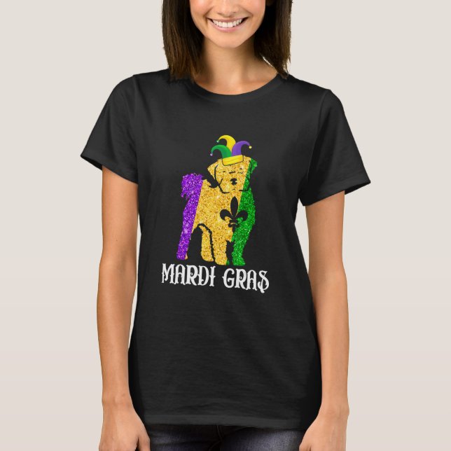 Cute Maltese Dog Lover Mardi Gras Party Jester Mas T-Shirt (Front)