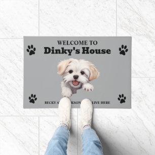 Cute Maltese Dog Photo Doormat