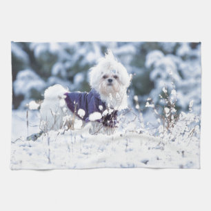 Cute Maltese Dog Tea Towel