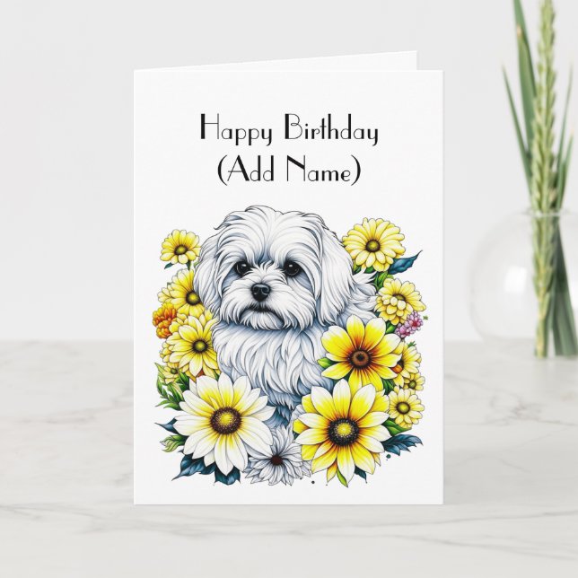 Cute Maltese Personalised Birthday Card (Front)