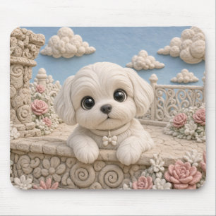 Cute Maltese Puppy, Baby Dog Mouse Mat