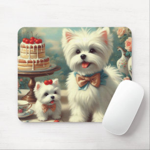 Cute Maltese Puppy Painting Mouse Mat