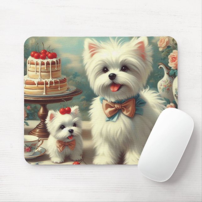Cute Maltese Puppy Painting Mouse Mat (With Mouse)