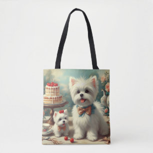 Cute Maltese Puppy Painting Tote Bag