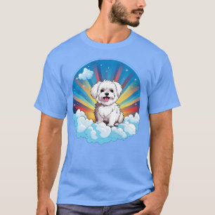 Cute Maltese Rainbow Sunset Kawaii Dog Happy Puppy T-Shirt
