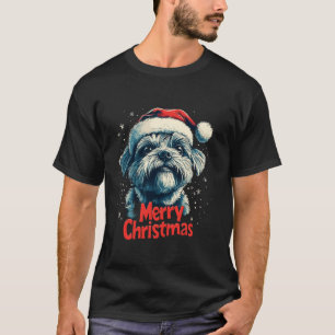 Cute Maltese Santa Hat Merry Christmas Xmas Dog Lo T-Shirt