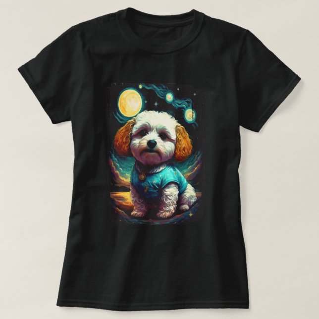 Cute Maltipoo Dog Pop Art Colourful Design Poodle  T-Shirt (Design Front)