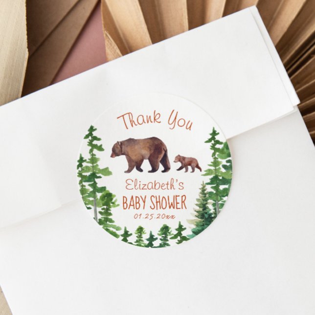Cute Mama Baby Bear Thank You Classic Round Sticker (Creator Uploaded)