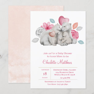Cute Mama Baby Bears Baby Shower Invitation