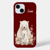 Cute Mama + Baby Polar Bears Case-Mate iPhone Case