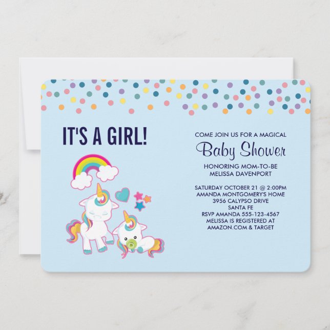 Cute Mama & Baby Unicorn Magical Baby Shower Invitation (Front)