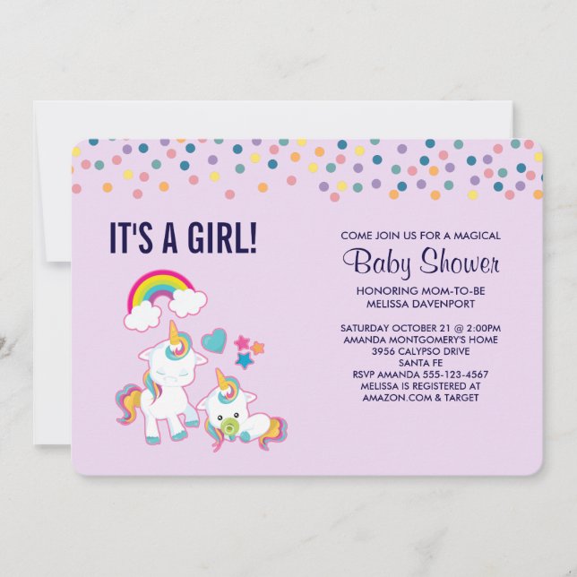 Cute Mama & Baby Unicorn Magical Baby Shower Invitation (Front)