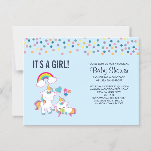 Cute Mama & Baby Unicorn Magical Baby Shower Magnetic Invitation (Front)