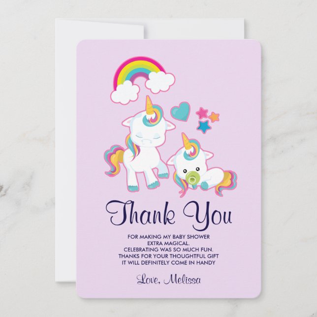 Cute Mama & Baby Unicorn Magical Thank You (Front)