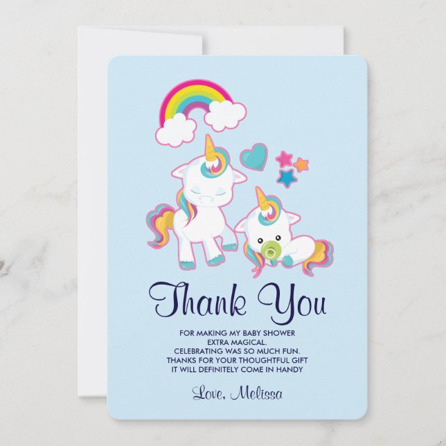 Cute Mama & Baby Unicorn Magical Thank You (Front)