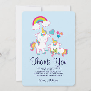 Cute Mama & Baby Unicorn Magical Thank You Card