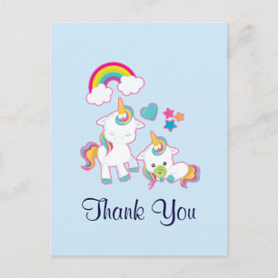 Cute Mama & Baby Unicorn Magical Thank You Postcard
