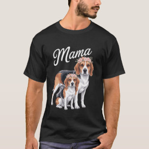 Cute Mama Beagle Dog Puppy Dog Floral Mum Mothers T-Shirt