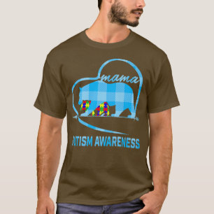 Cute Mama Bear Autism Awareness Mom With Heart Puz T-Shirt