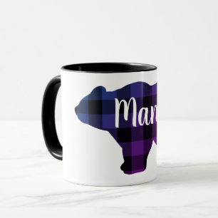 Cute Mama bear- blue purple pink plaid  Mug