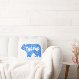 Cute Mama bear blue sparkle design for her Cushion