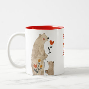 Cute Mama Bear& Cub Best Mum Ever Mother's Day Two-Tone Coffee Mug