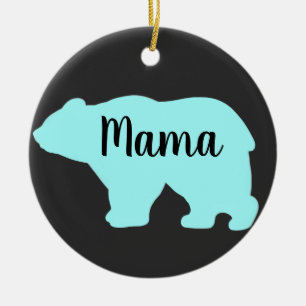 Cute Mama bear design mothers day gift black Ceramic Tree Decoration