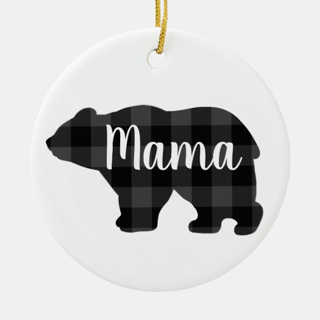 Cute Mama bear design mothers day gift Ceramic Tree Decoration (Front)