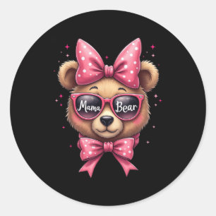 Cute Mama Bear Face Sungles - Funny Mum Mother’s D Classic Round Sticker