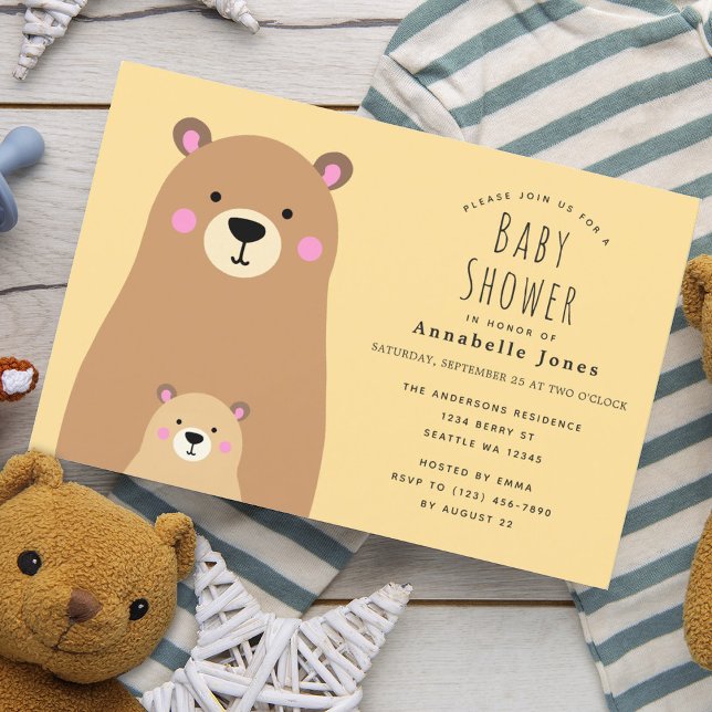 Cute Mama Bear Gender Neutral Baby Shower  Invitation (Creator Uploaded)