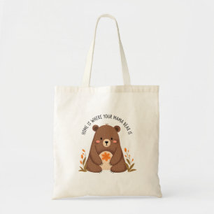 Cute Mama Bear with Flowers Tote Bag