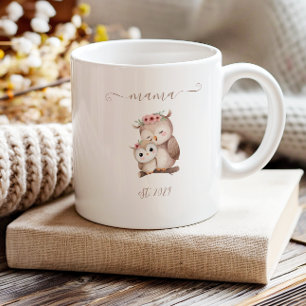 Cute Mama Established Boho Watercolor Owls Coffee Mug