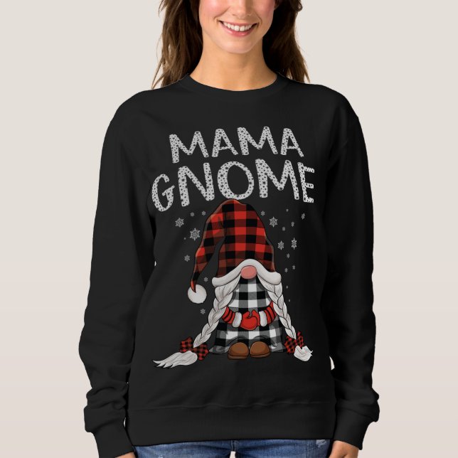 Cute Mama Gnomes check red Plaid pattern Christmas Sweatshirt (Front)
