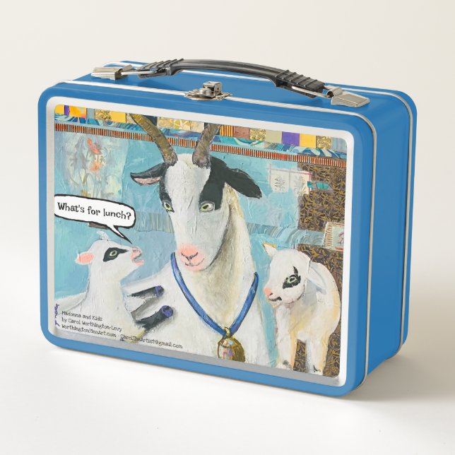 Cute Mama Goats Art Metal Lunch Box (Front)